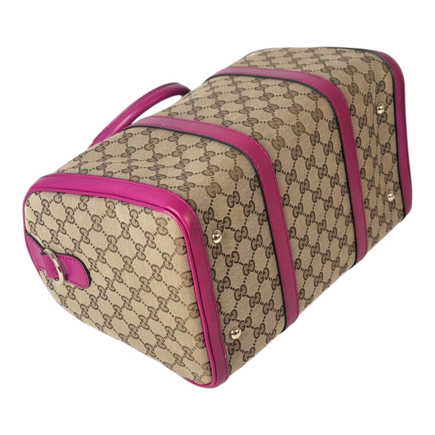 Gucci Gucci GG Canvas Boston with Pink Trim & Strap