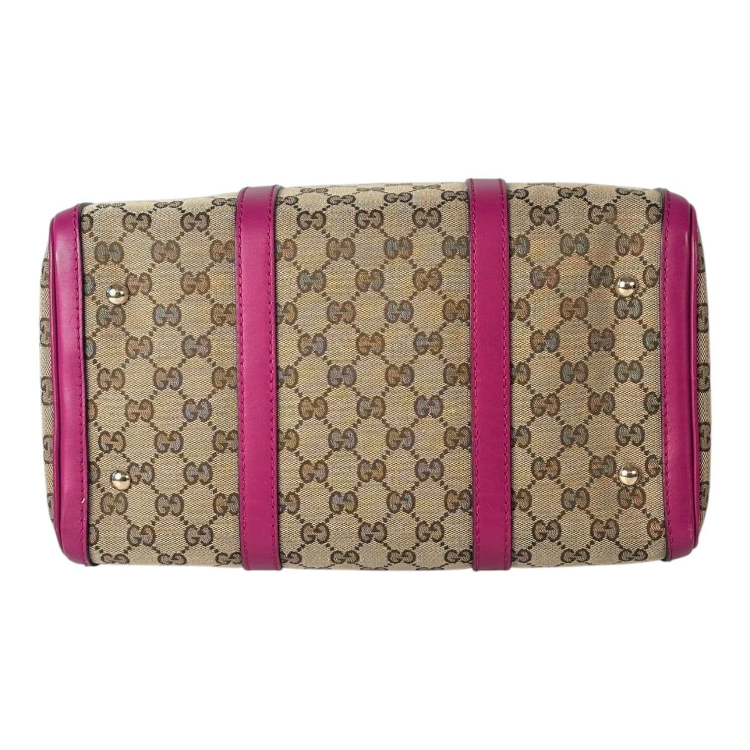 Gucci Gucci GG Canvas Boston with Pink Trim & Strap