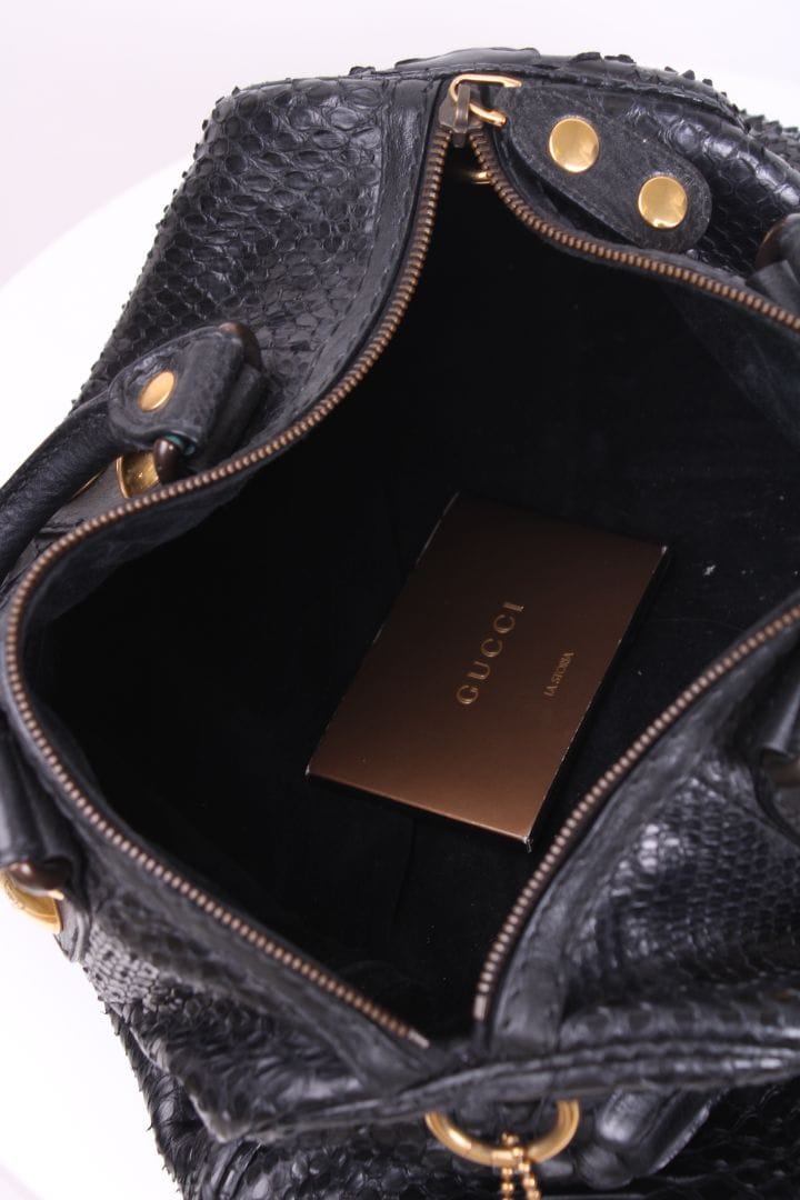 Gucci Gucci Hysteria Python Bowling Bag Black