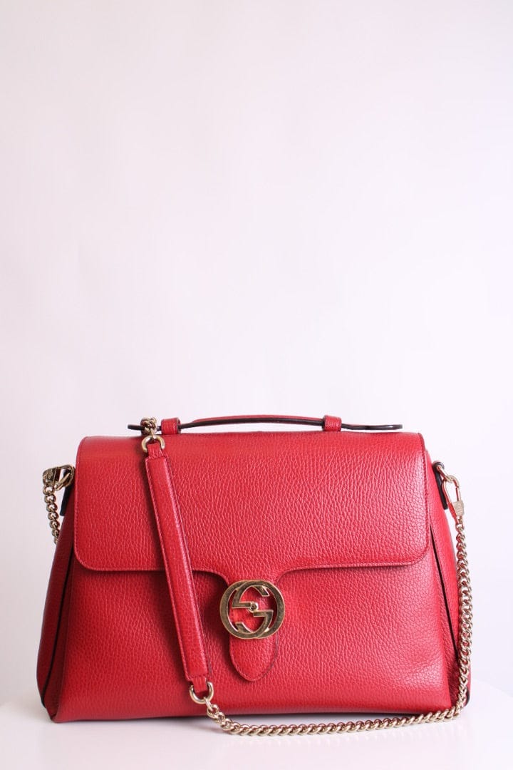 Gucci Red Gucci Medium Interlocking G, Top Handle Bag