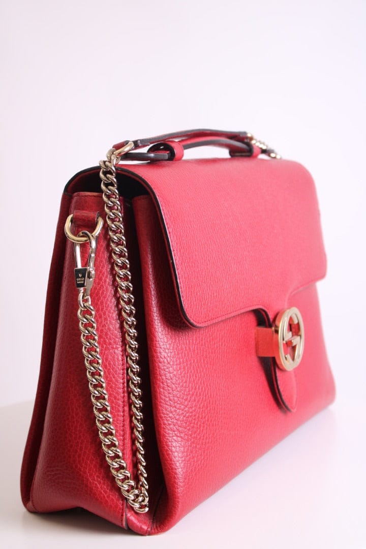 Gucci Red Gucci Medium Interlocking G, Top Handle Bag