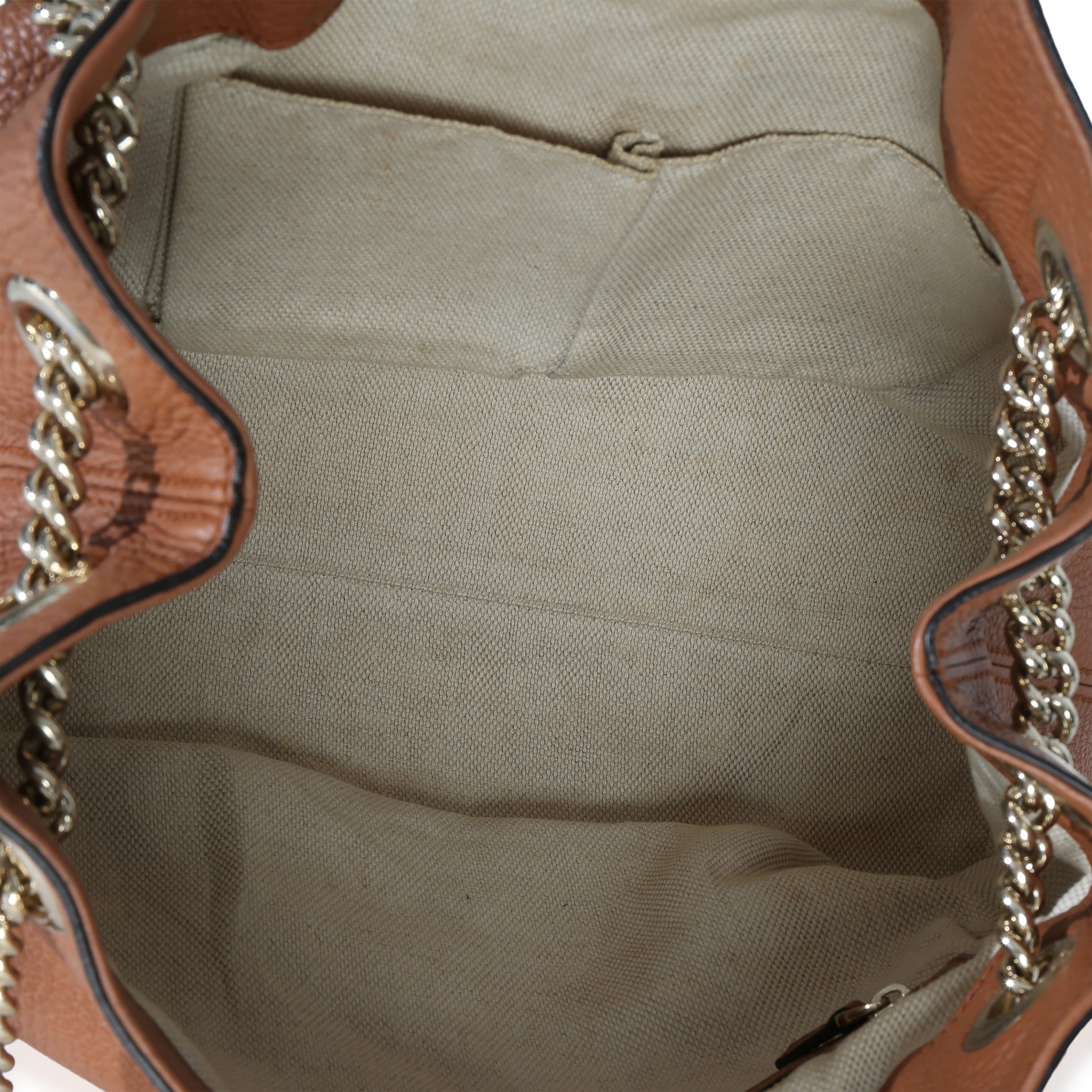 Gucci Brown Pebbled Calfskin Medium Soho Chain Tote