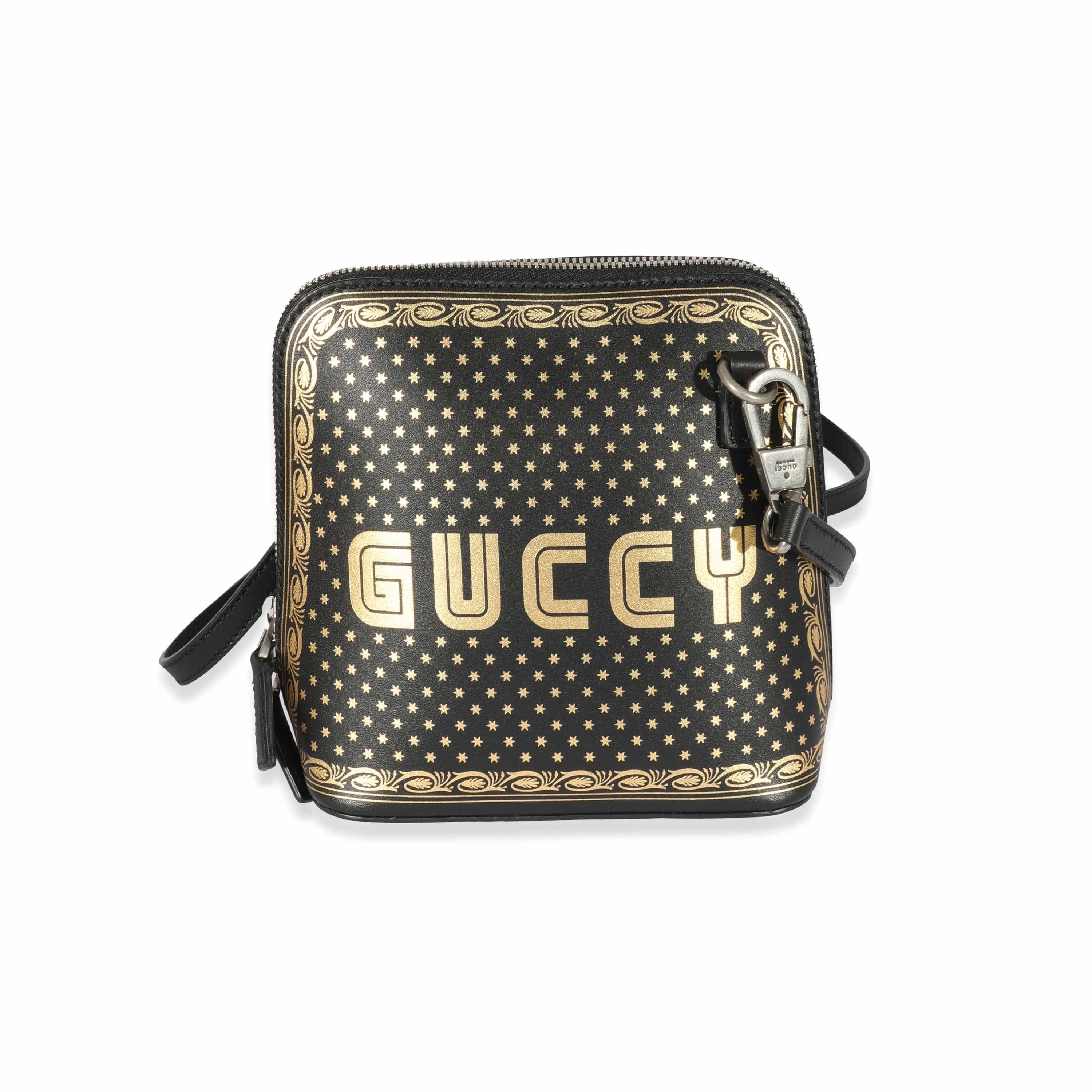 Gucci Gucci Black Leather Sega Script Dome Bag