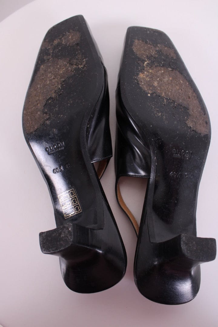 Gucci Gucci Square Toe Slingback Heels Black 40.5