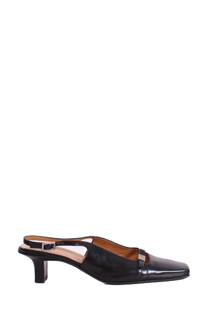 Gucci Gucci Square Toe Slingback Heels Black 40.5