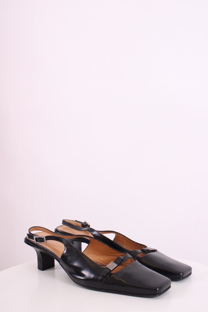 Gucci Gucci Square Toe Slingback Heels Black 40.5