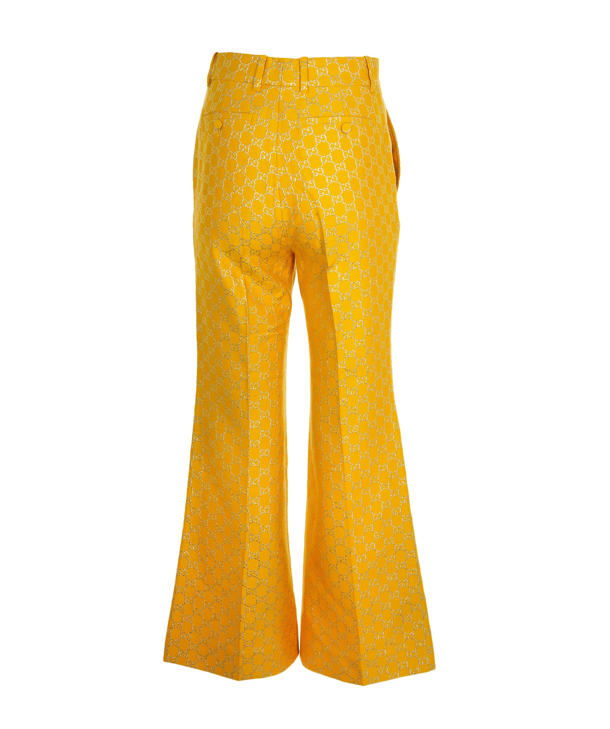Gucci Gucci Yellow Metallic GG Monogram Wool & Silk Trousers Size 38 AGC2209