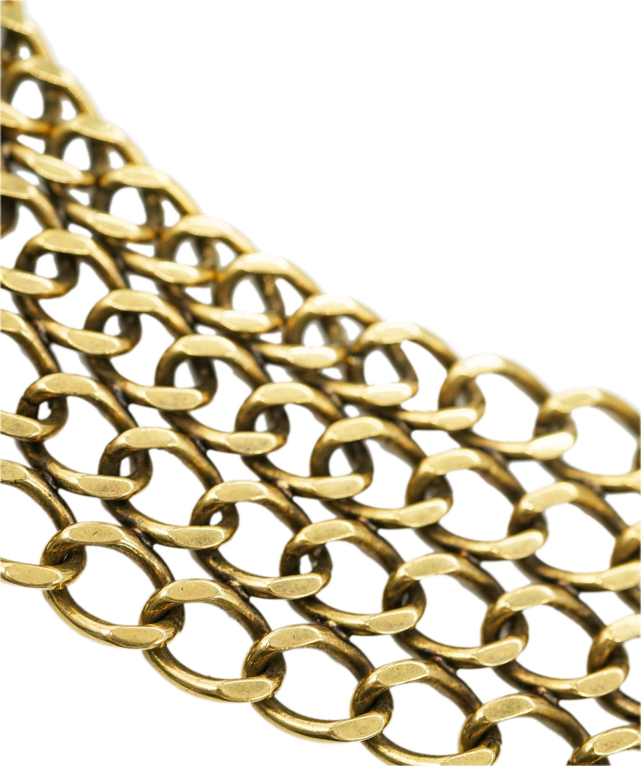 Gucci Vintage Gucci Gold Mesh and Leather Chain Detail Belt ALC2021