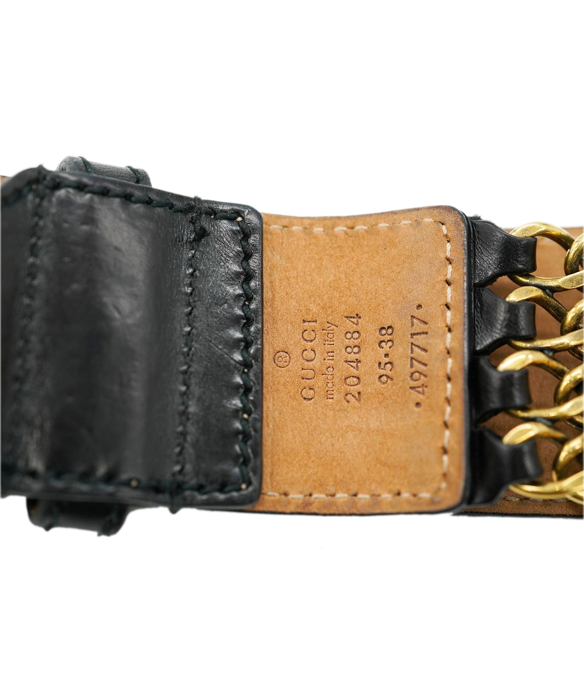 Gucci Vintage Gucci Gold Mesh and Leather Chain Detail Belt ALC2021