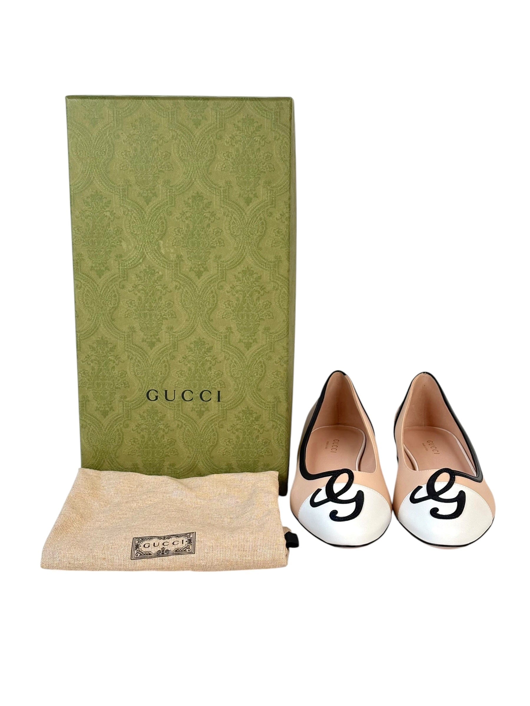 Gucci Gucci Cream Leather Flat Shoes - Size 36