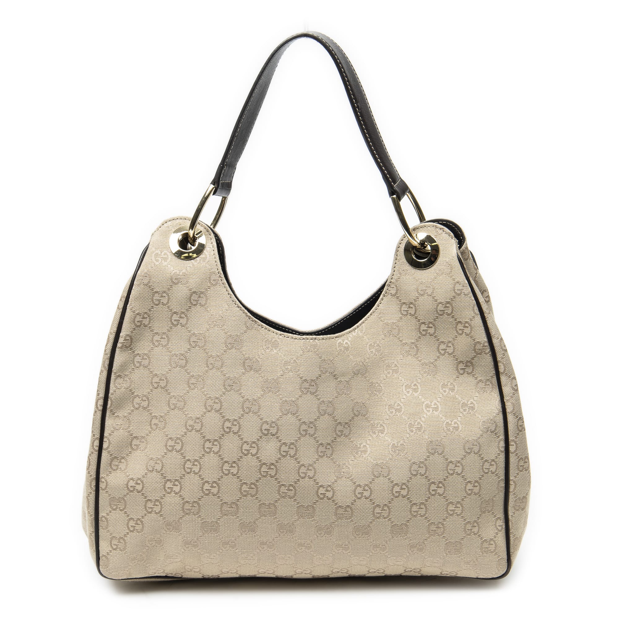 Gucci Gucci Beige/Dark Brown Canvas Colbert Hobo ABC4229