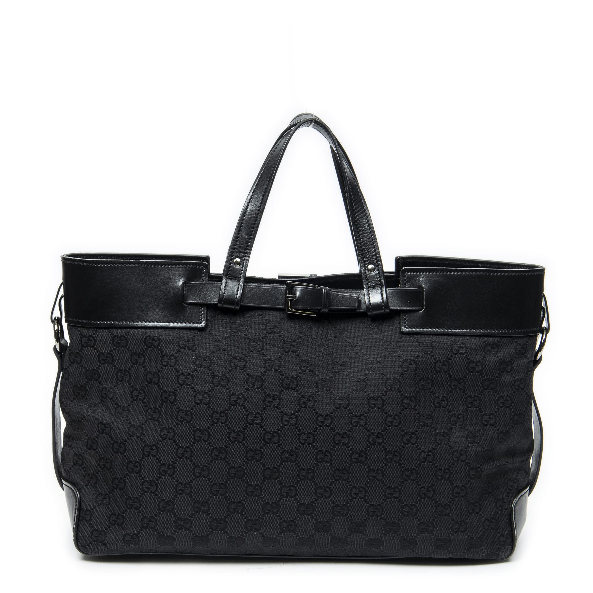 Gucci Gucci Black Canvas Horizontal Belt Tote ABC3848