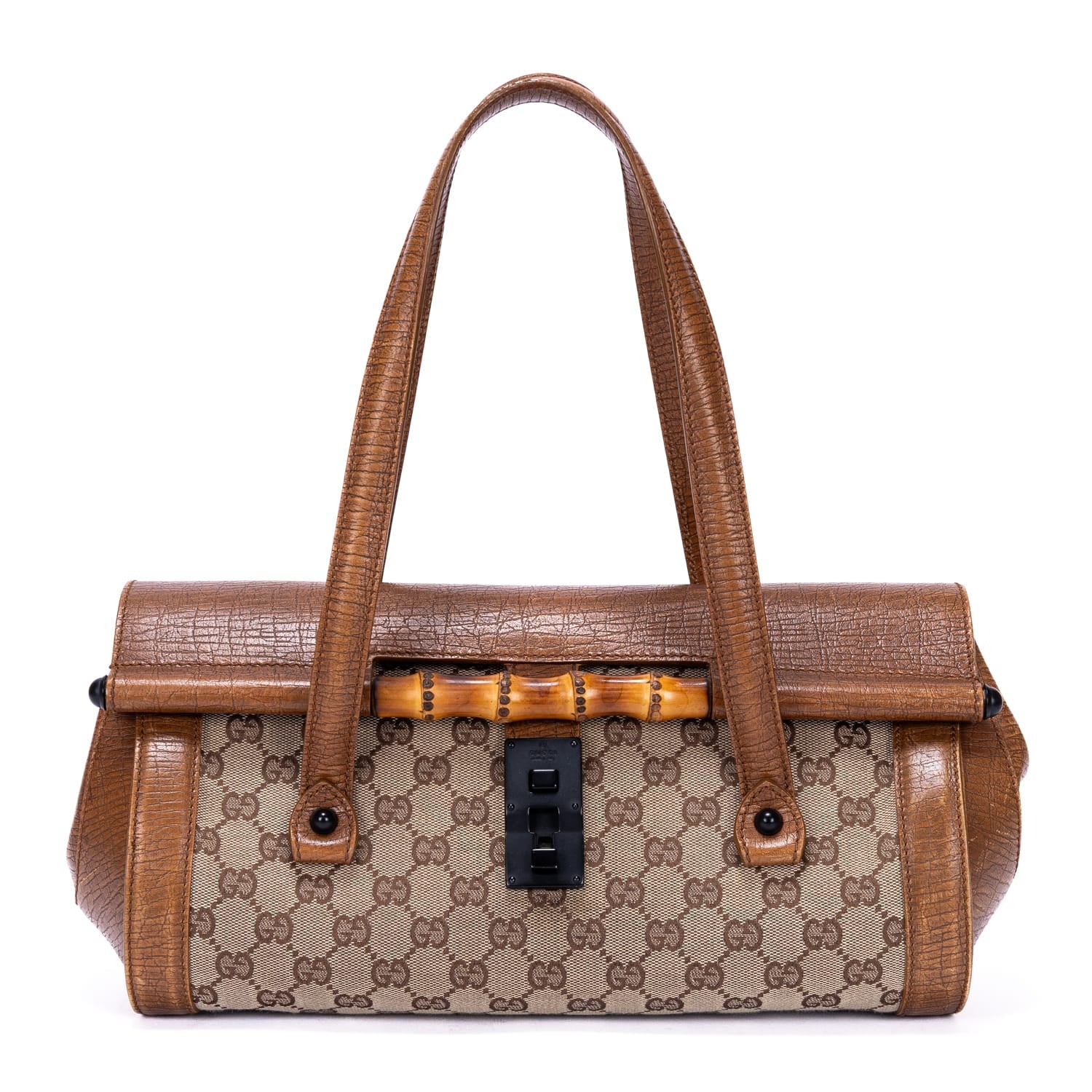 Gucci Gucci Brown/Beige Calf Leather GG Bamboo Bullet OAG8619