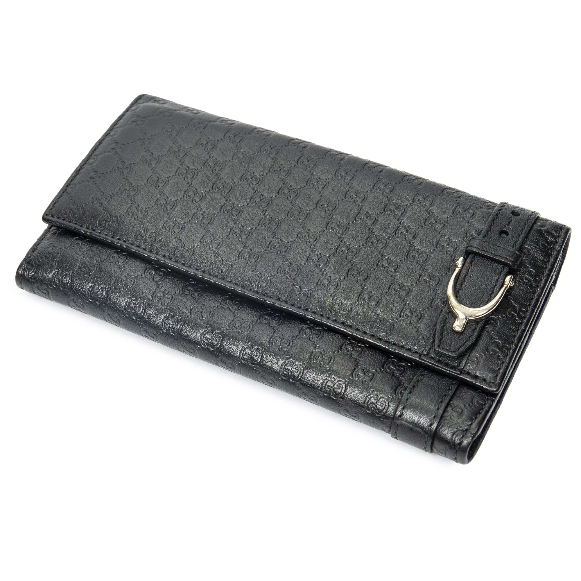 Gucci Gucci Black Calf Leather Continental Flap Wallet ABC4985