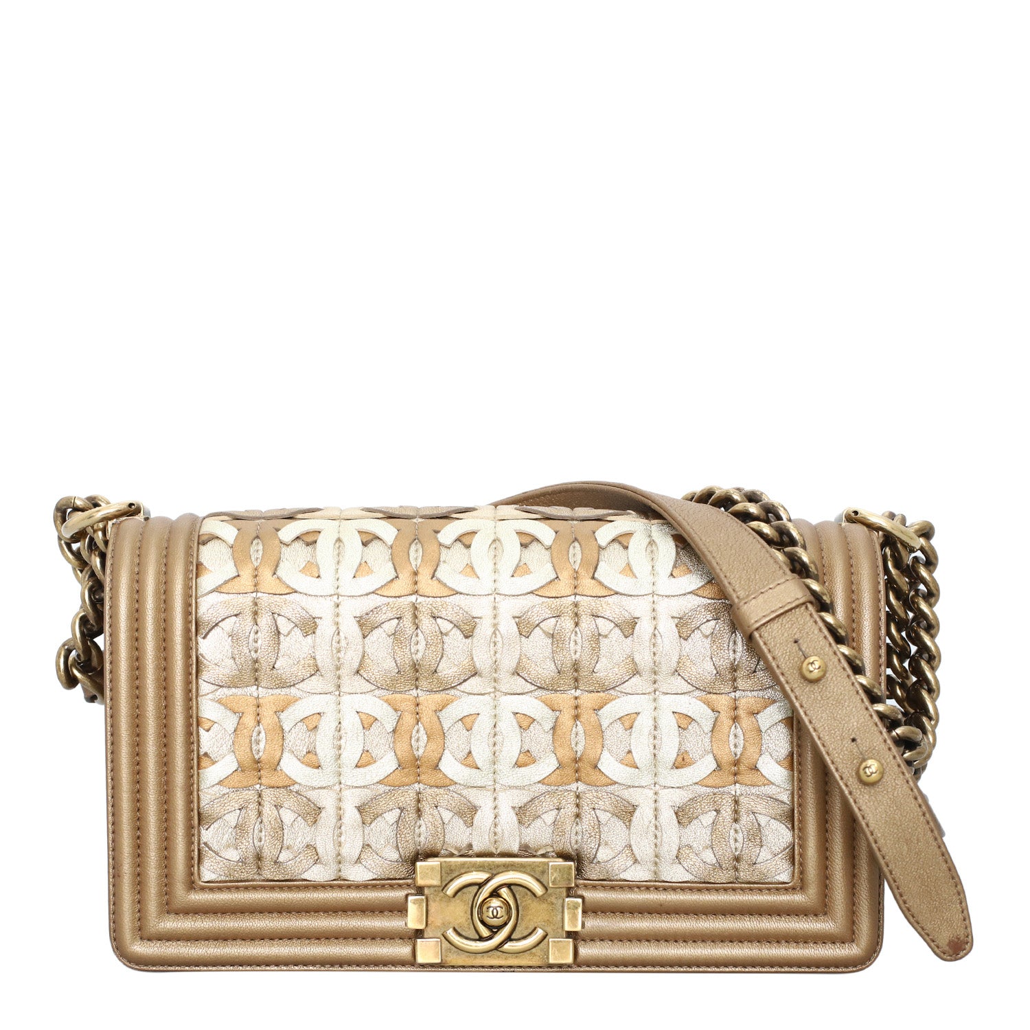 Chanel Metallic CC Cut-Out Boy Bag CHA11715B