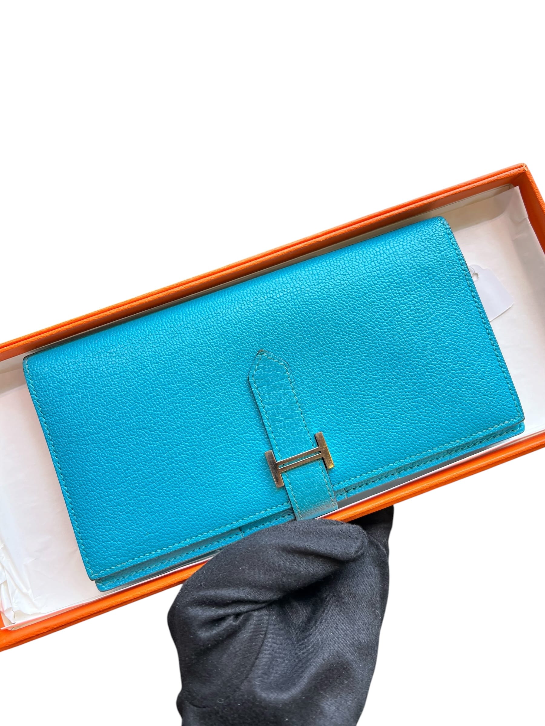 Hermes Hermes Bearn Wallet Turquoise Chevre PHW SSLG1017