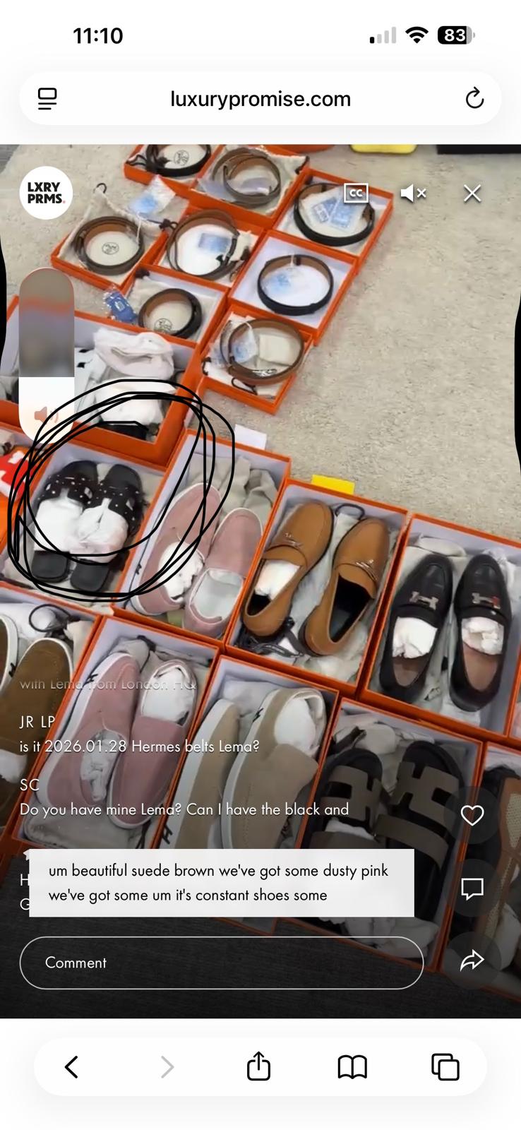 Hermes Hermes black stud detail Orans 37.5 ALC3704