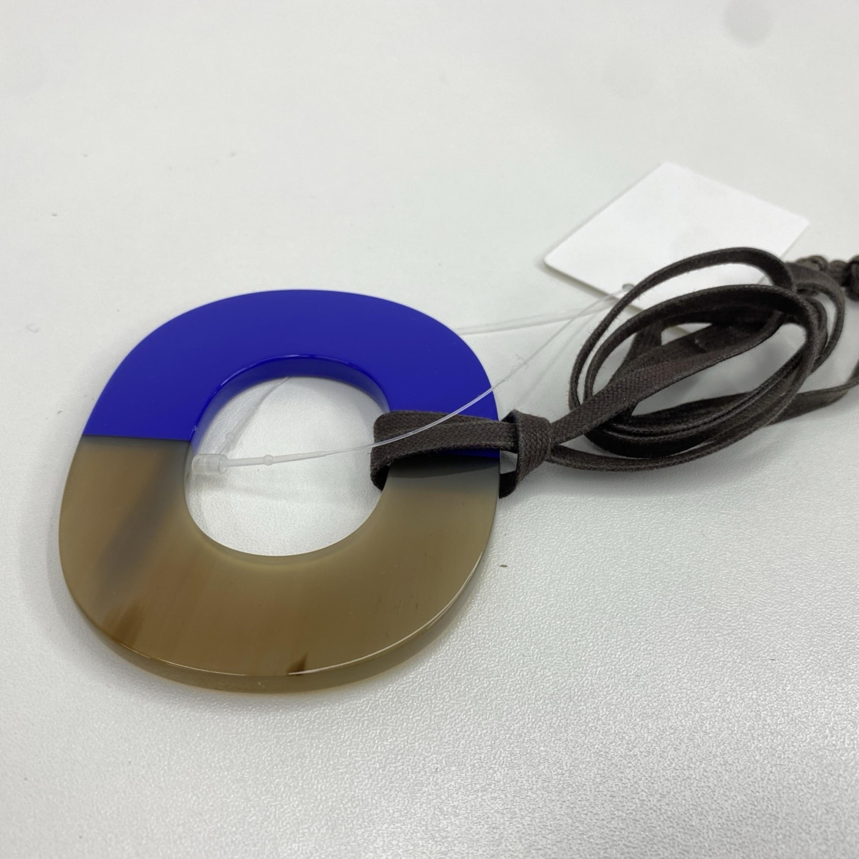 Hermès Hermès Blue And Brown Horn Pendant Necklace ALC3233