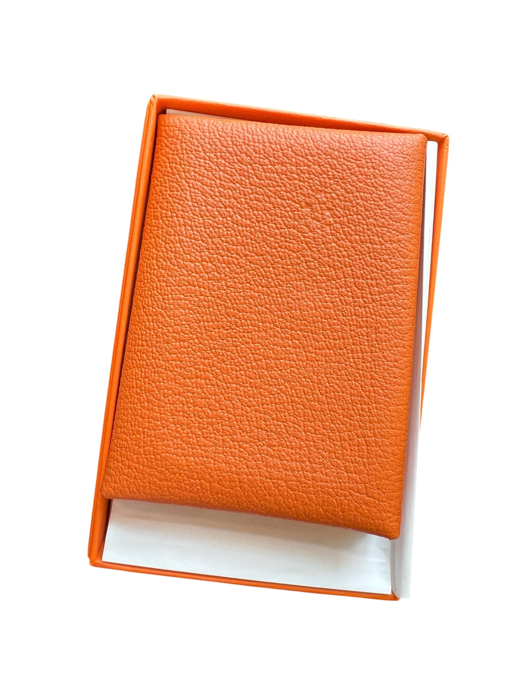 Hermes Hermes Calvi Duo Compact Orange Chevre PHW #W SSLG1033