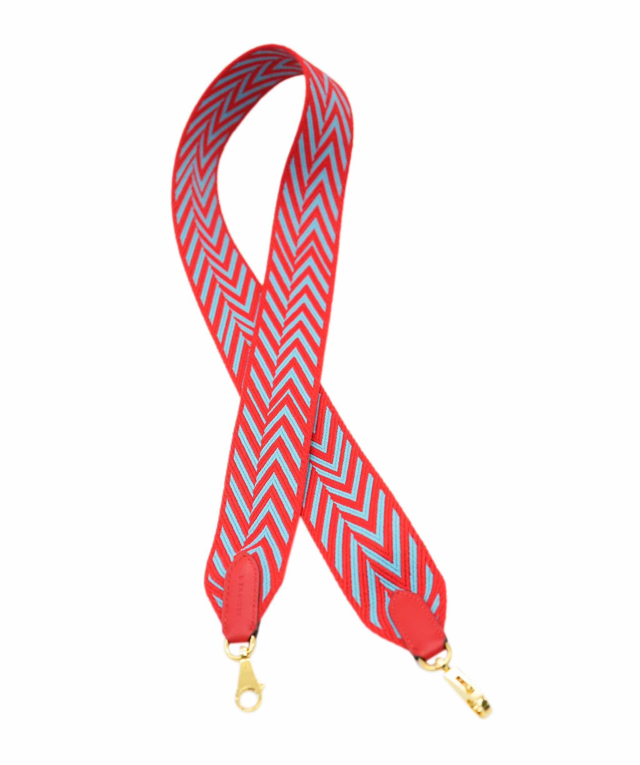 Hermès Hermès Canvas Guitar Strap - Red/Blue ALC2132