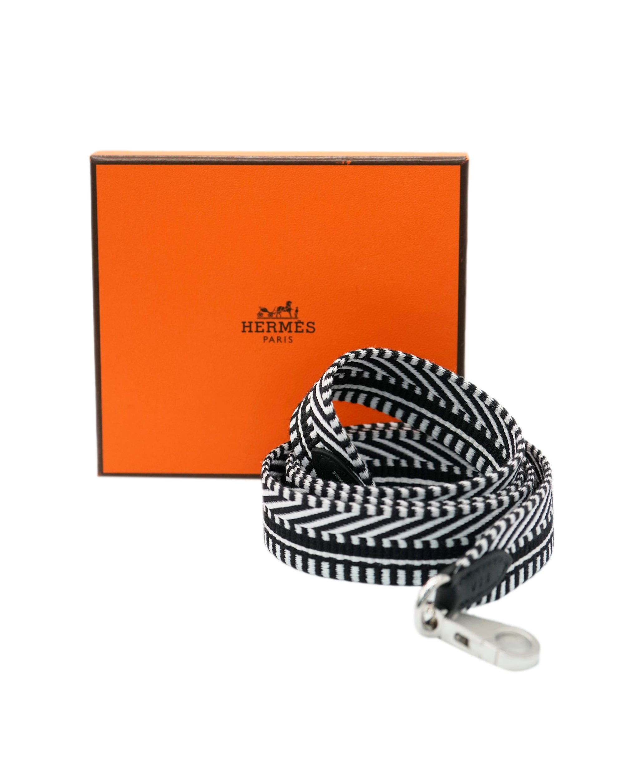 Hermès Hermès Canvas Thin Guitar Strap - Navy/White ALC2134