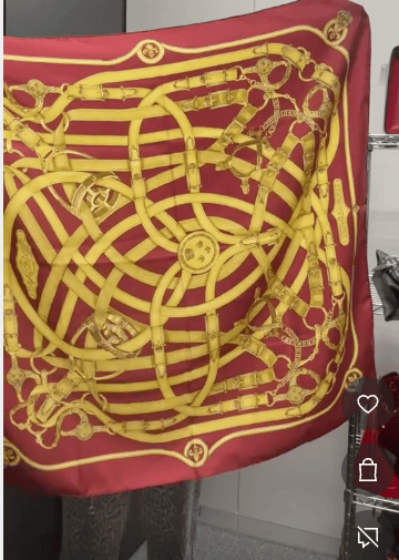 HERMES HERMES Carre 90 308982 Canvas×Leather Beige B0627PDUV5