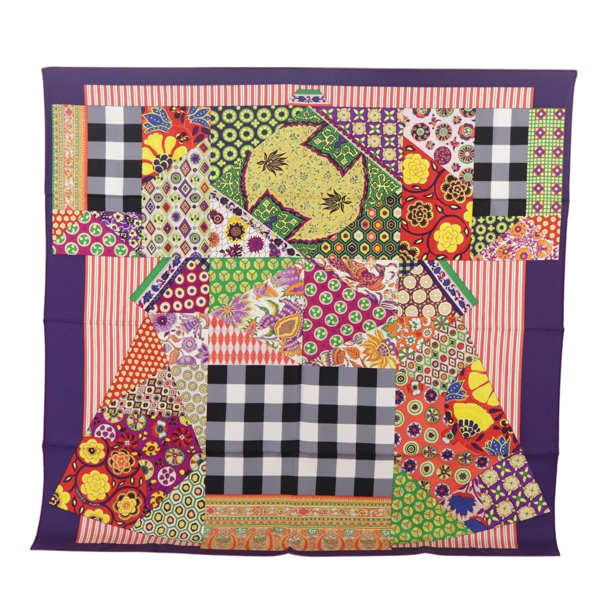 Hermès HERMES Carre 90 Scarf ""a Honore"" Silk Purple Auth ki5242