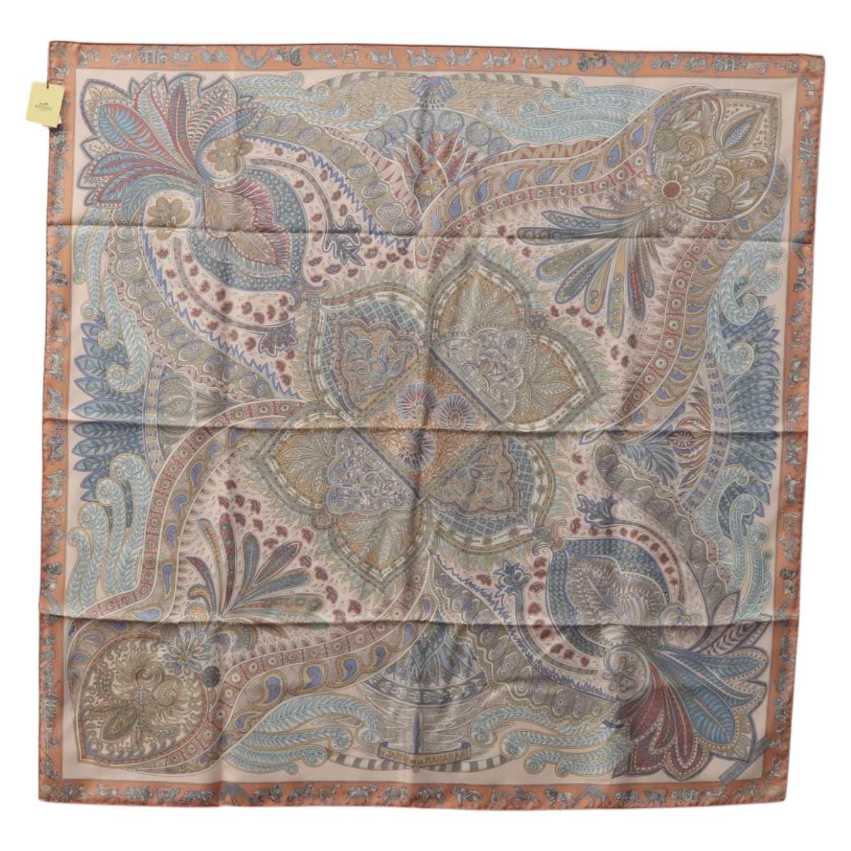 Hermès HERMES Carre 90 Scarf ""LE JARDIN DE LA MAHARANI"" Silk Pink Auth yk17486