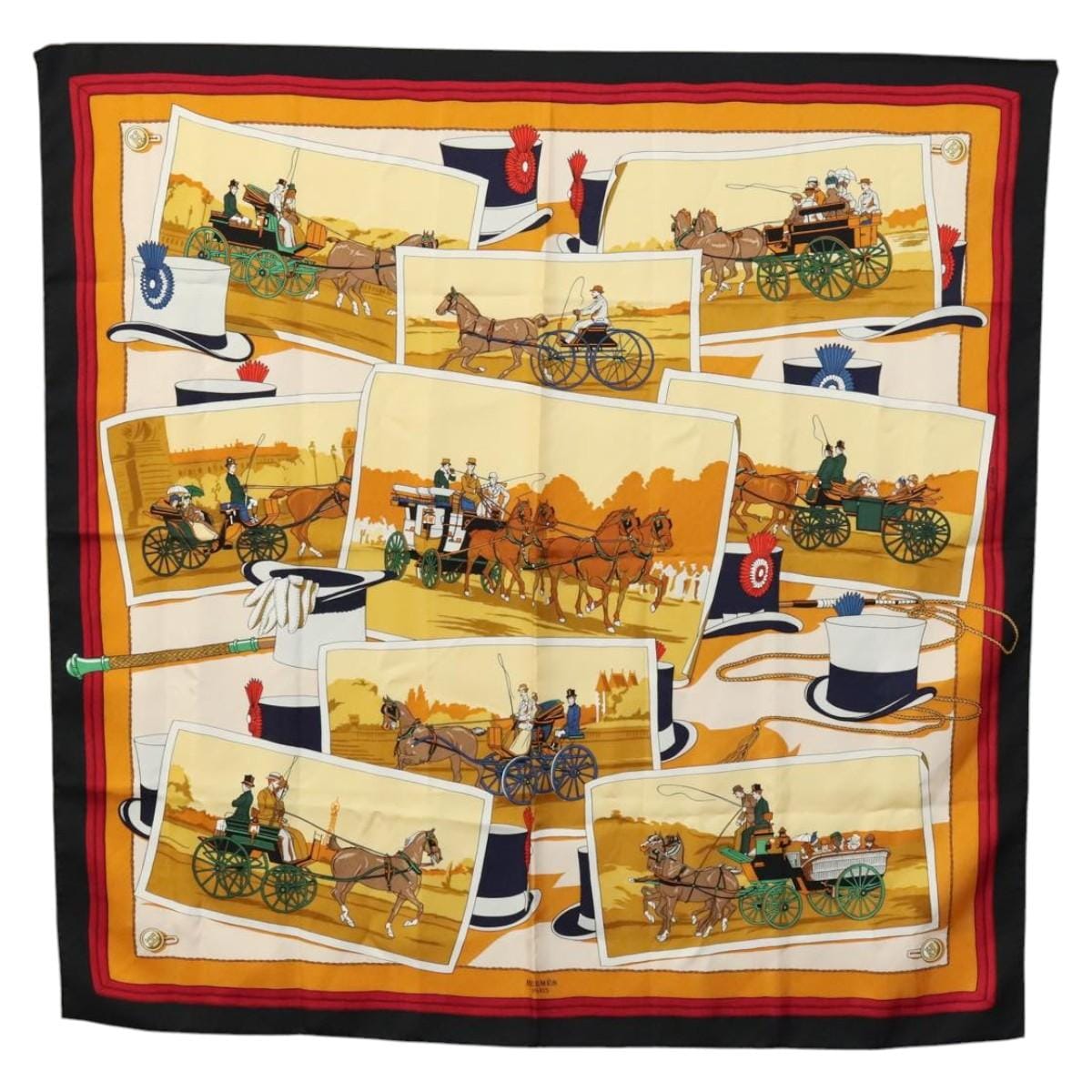 Hermès HERMES Carre 90 Scarf Silk Black Auth 104472