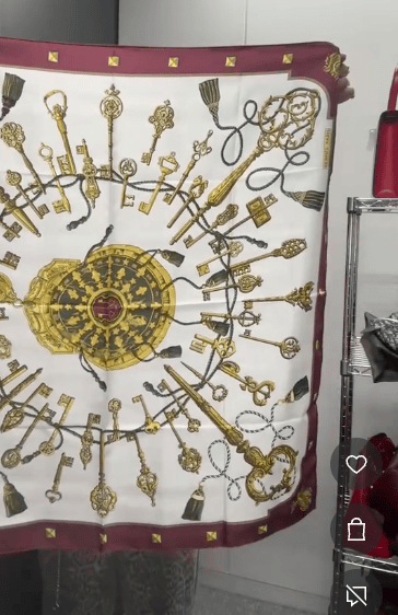 HERMES HERMES Carre 90 Silk Ivory×Bordeaux B09268S855