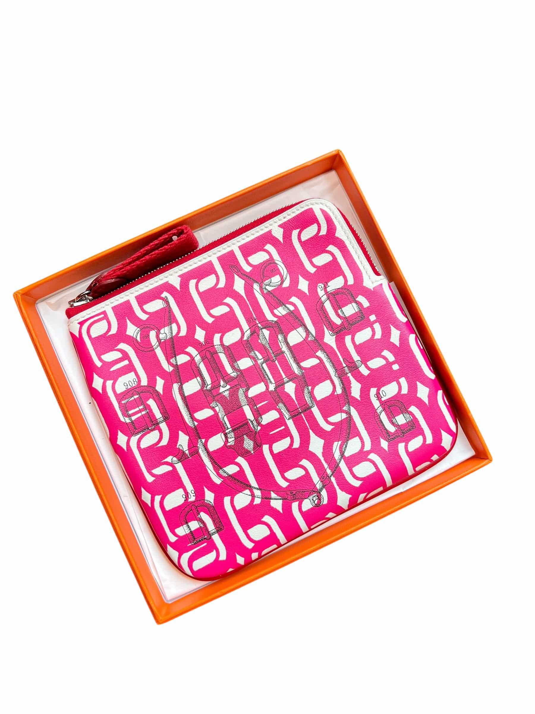 Hermes Hermes Carre Pouch Rouge #D NEW SSLG1027