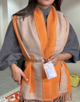 Hermès Hermes cashmere orange scarf ALC3614