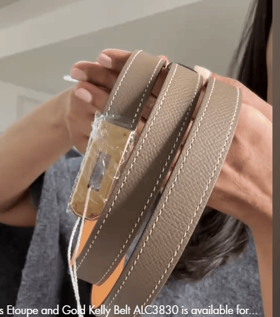 Hermès Hermes Etoupe and Gold Kelly Belt ALC3830