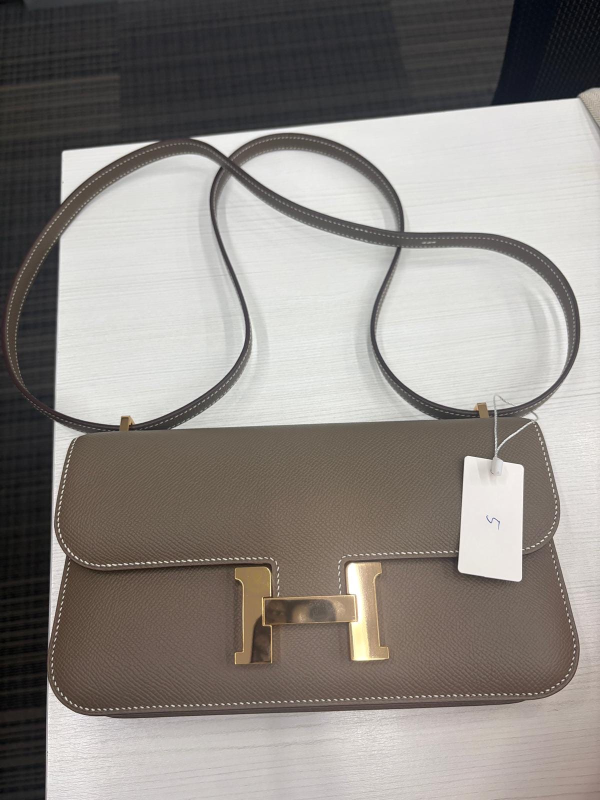 HERMES HERMES Etoupe Epsom Constance Elan Shoulder Bag MS 594 NT BK5