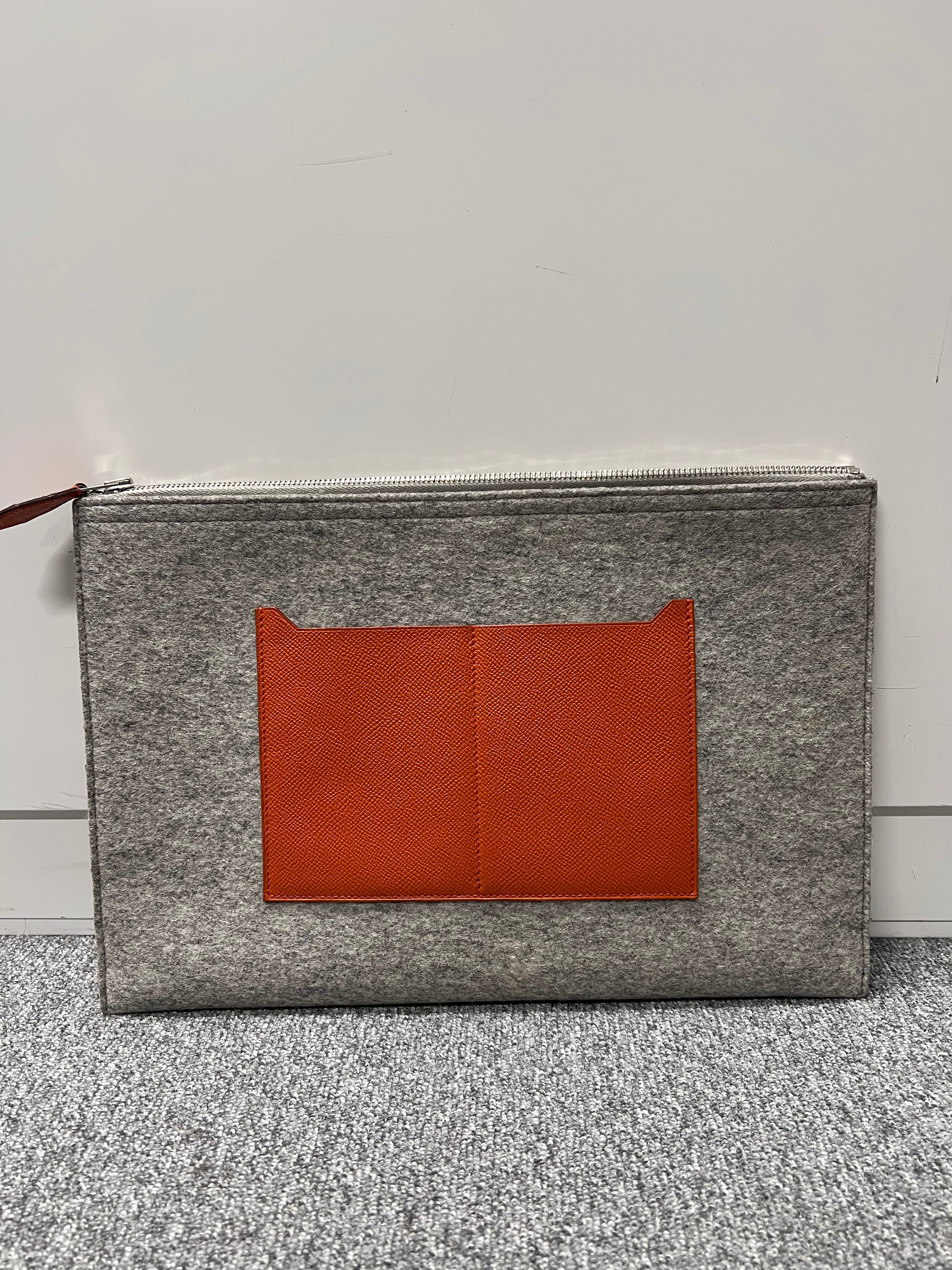 HERMES HERMES Felt×Epsom Gray×Orange SV Tohu Bohu 37 B09265S9B2
