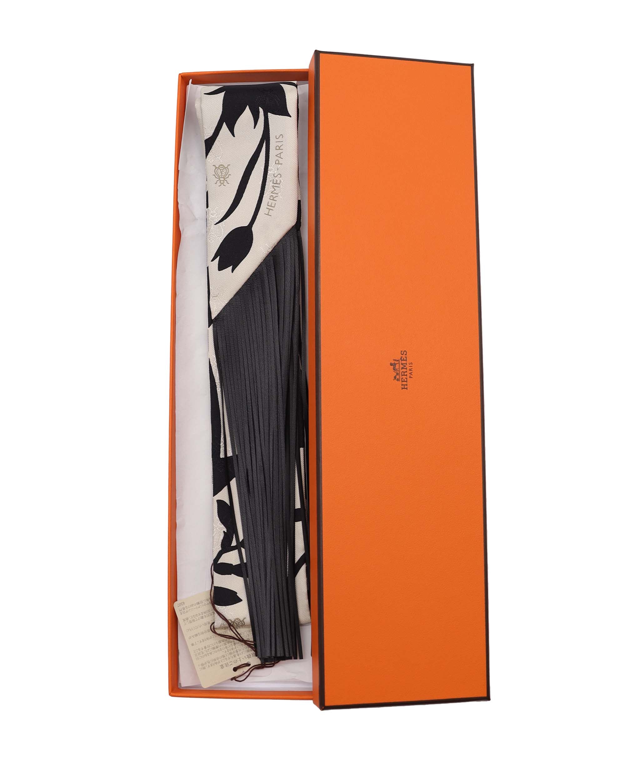 Hermès hermes fringe twilly black DXBV0587