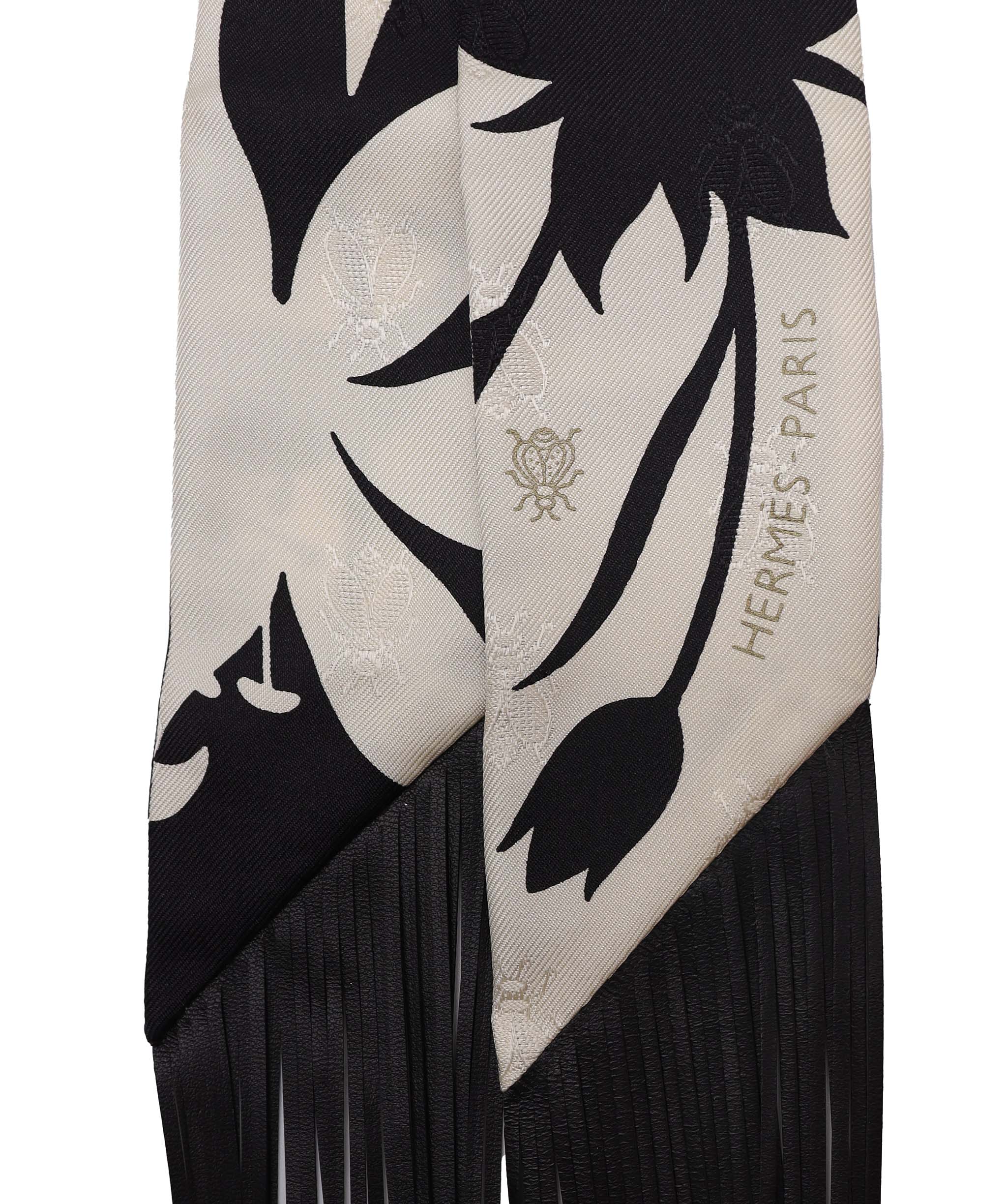 Hermès hermes fringe twilly black DXBV0587