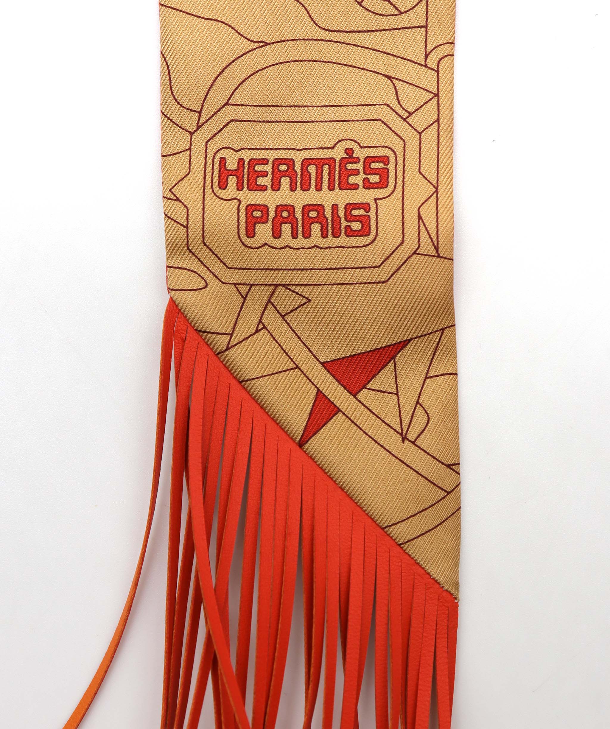 Hermès Hermes fringe twilly orange DXBV0585