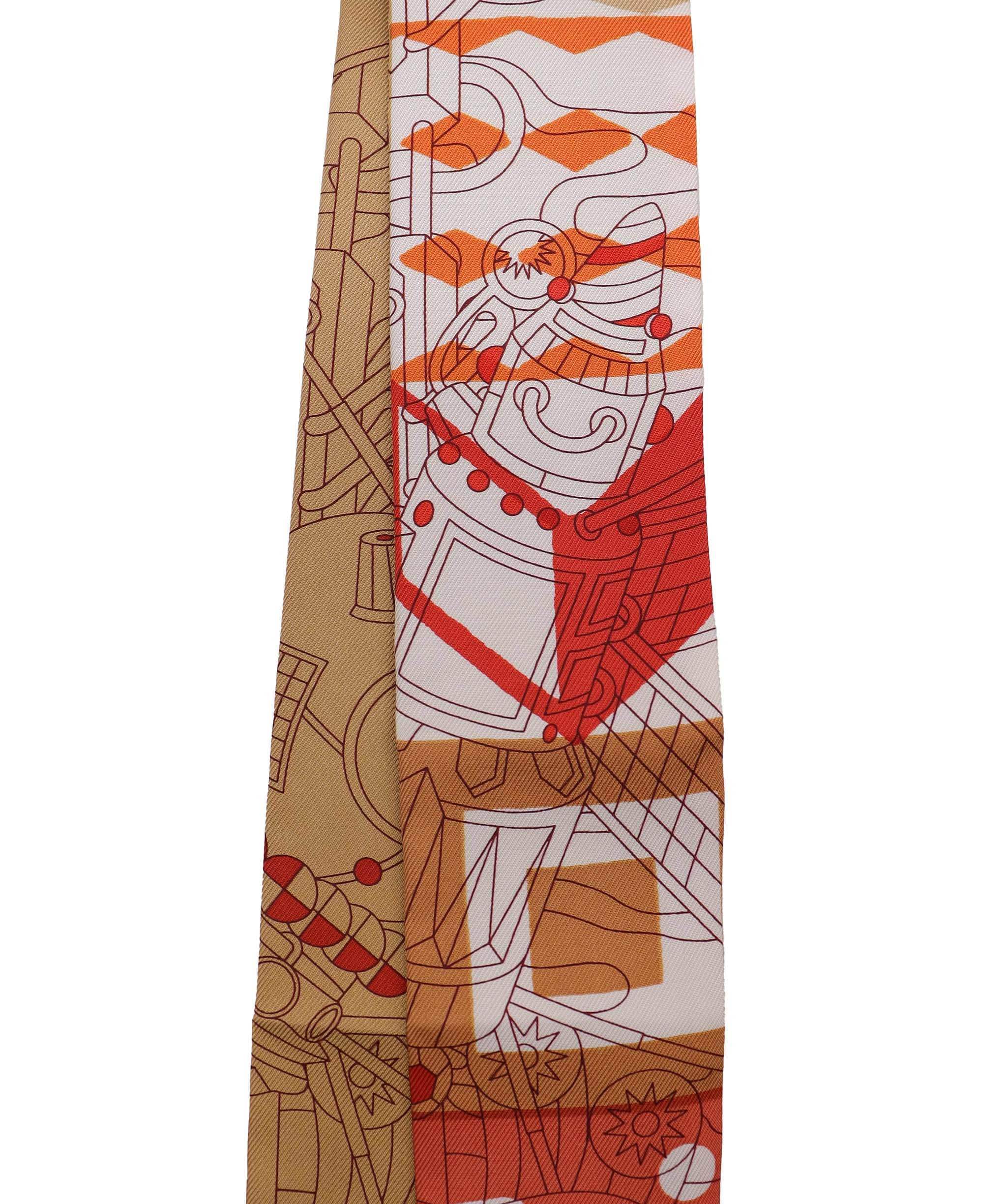 Hermès Hermes fringe twilly orange DXBV0585