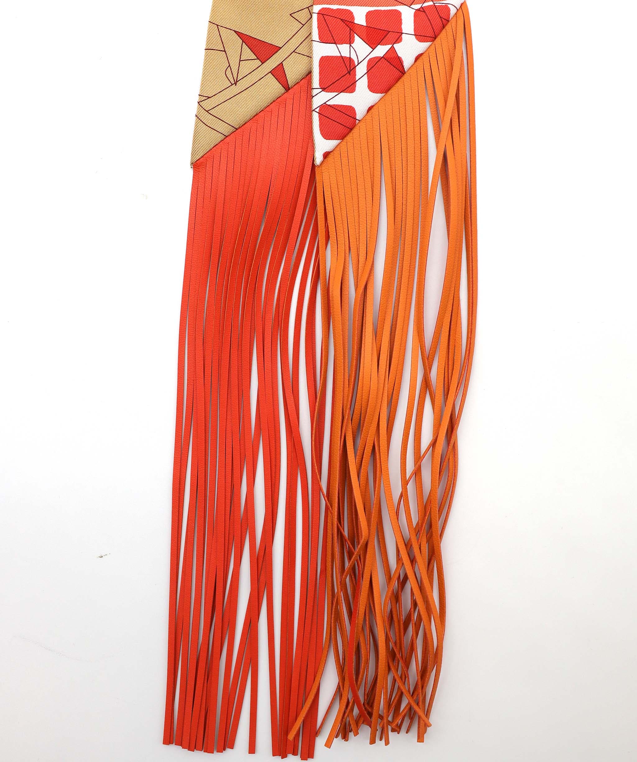 Hermès Hermes fringe twilly orange DXBV0585