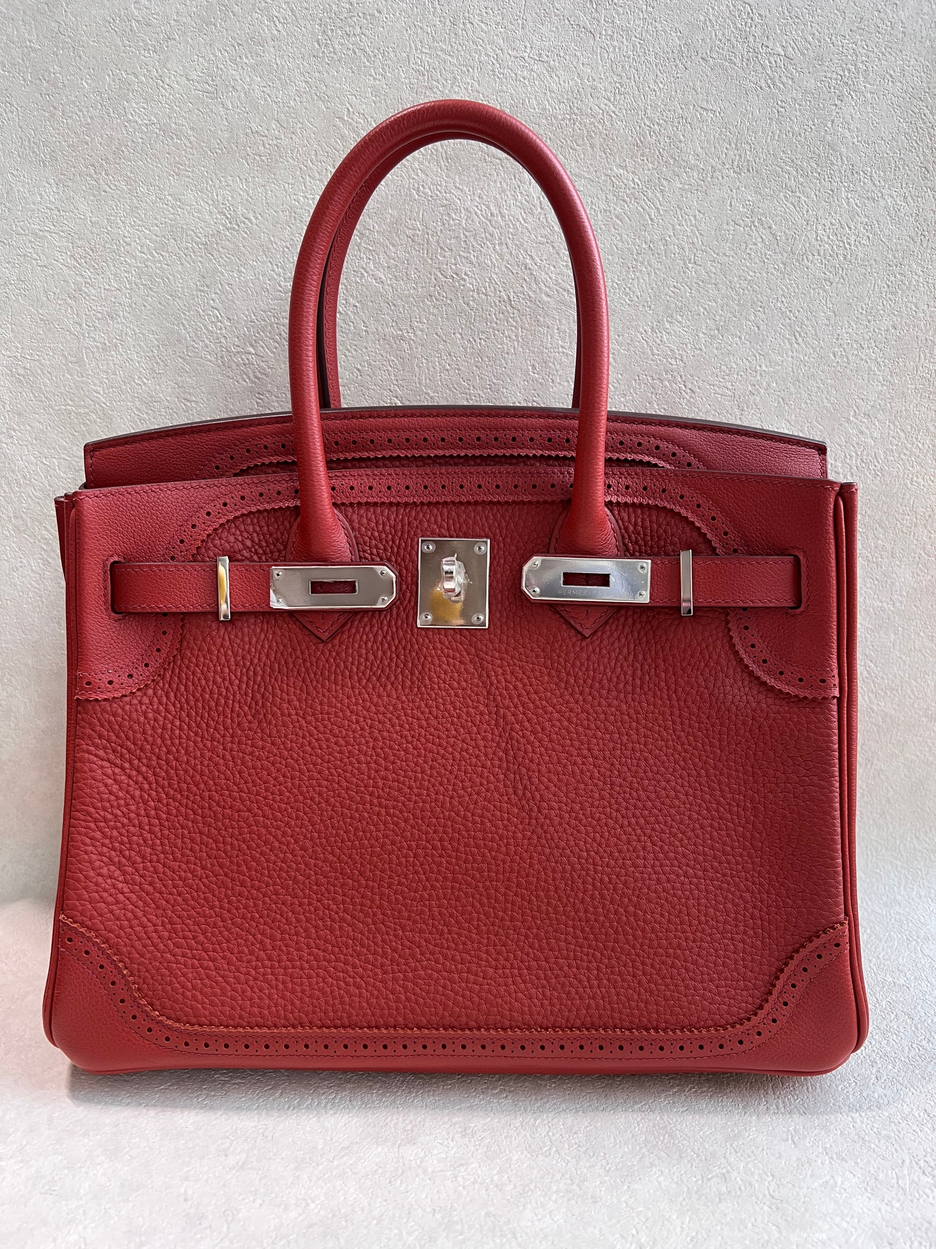 Hermès Hermes Ghillies Birkin 30 Brique PHW SYCYB1033