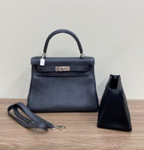 HERMES HERMES Kelly 28 black/silver tote/shoulder/crossbody bag (lacking lock) 3102603081156