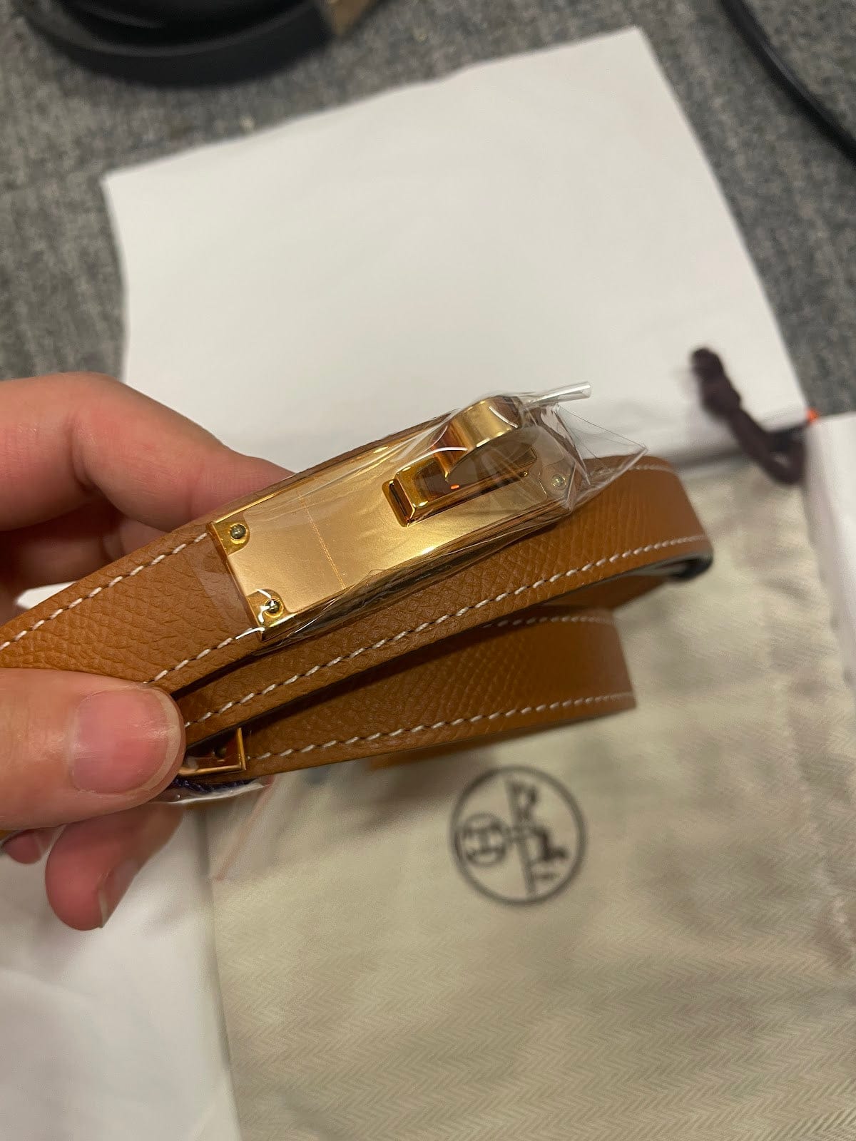 Hermes Hermes Kelly Belt Brown & Rose Gold ALC3816