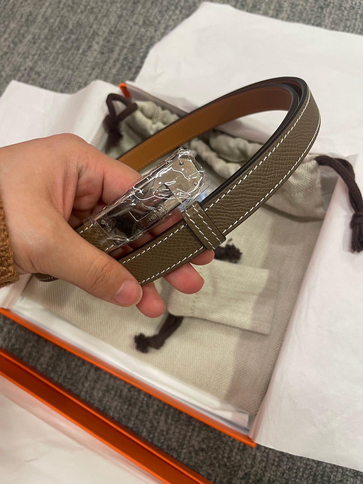 Hermes Hermes Kelly Belt Grey & Silver ALC3815