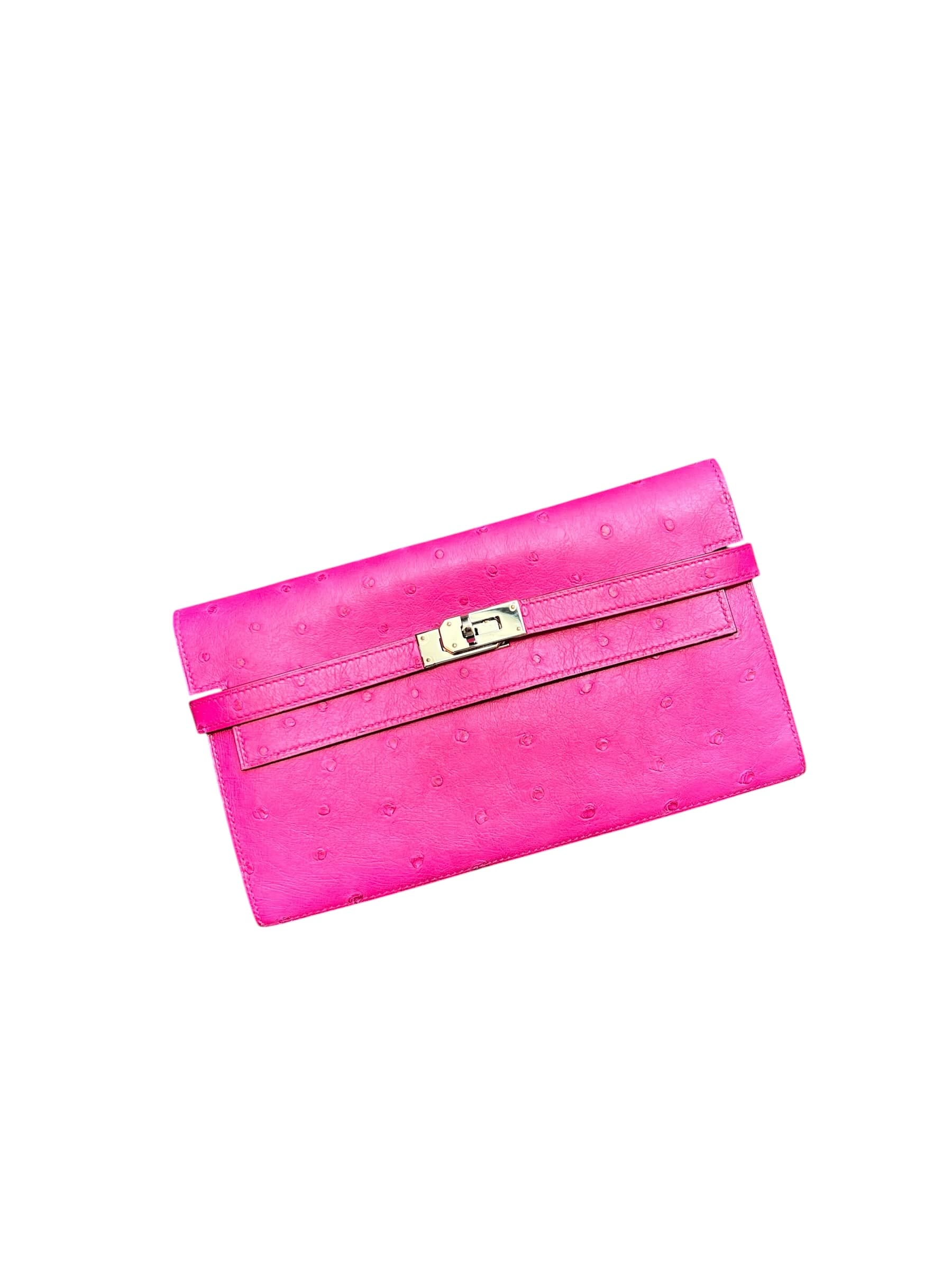 Hermes Hermes Kelly Wallet Rose Pourpre Ostrich PHW #A SSLG1020