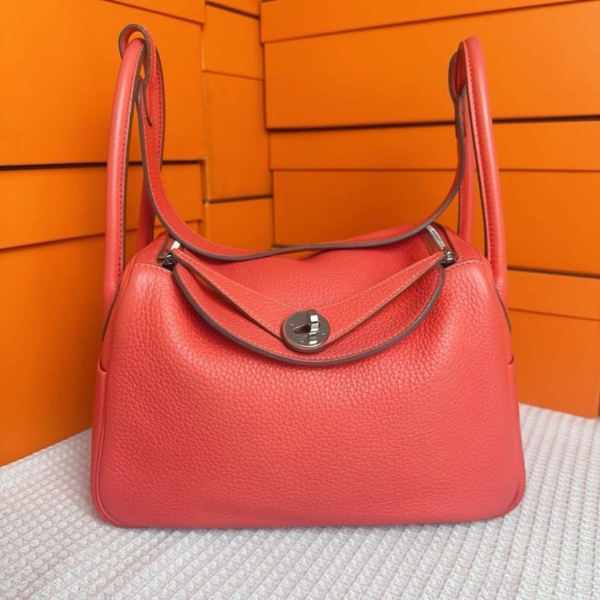 HERMES *Hermes Lindy 26 T5 Jaipur Pink with Silver Buckle and R Engraving, TC Leather SYC2205