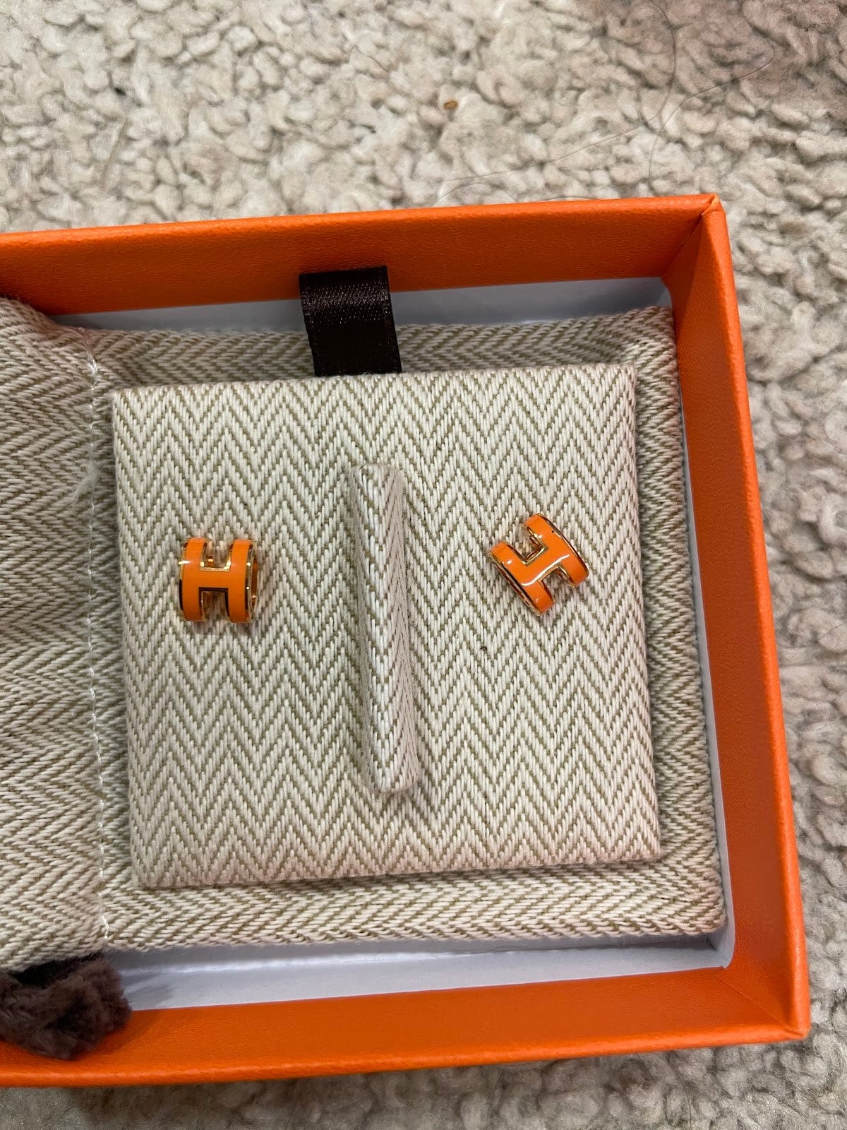 Hermes Hermes Pop H Orange Earring ALC3819