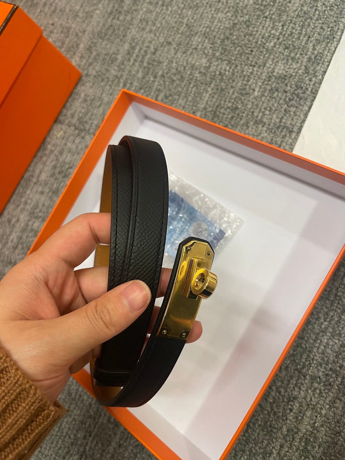 Hermes Hermes preloved Kelly Belt Black & Gold ALC3812