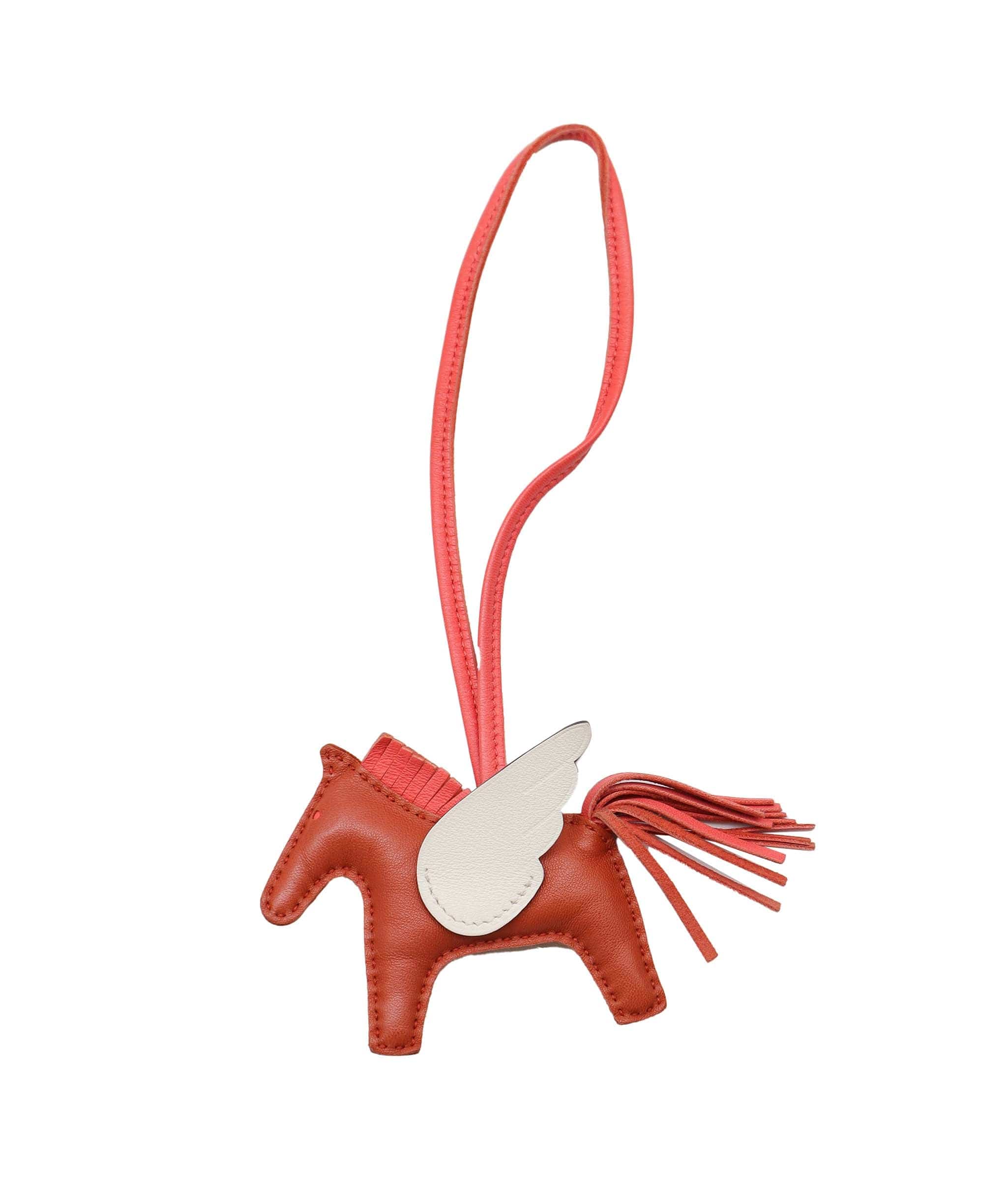 Hermès HERMES Rodeo Pegasus PM Bag Charm Agneau Milo Cornaline Rose Texese DXBS4152