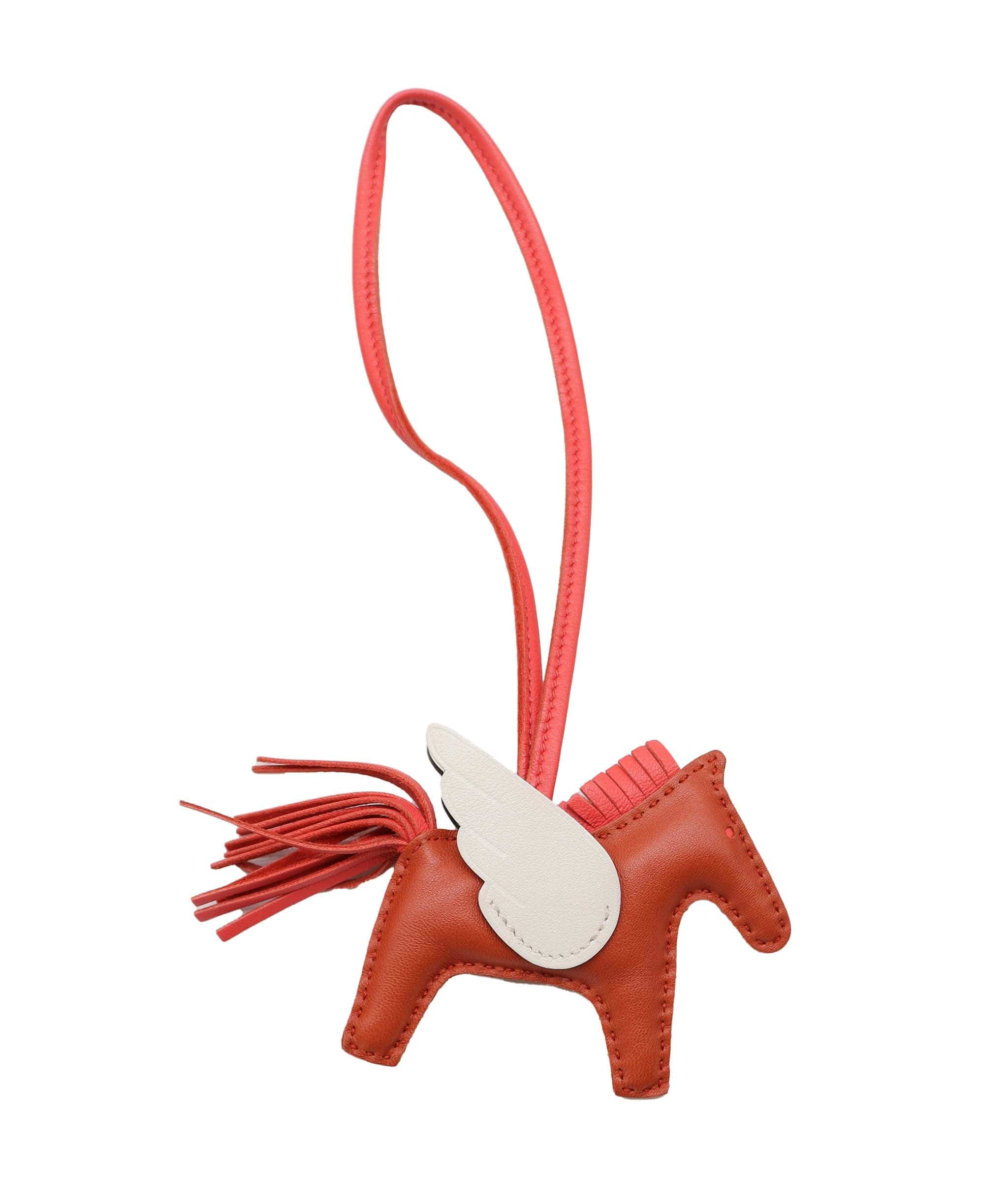 Hermès HERMES Rodeo Pegasus PM Bag Charm Agneau Milo Cornaline Rose Texese DXBS4152